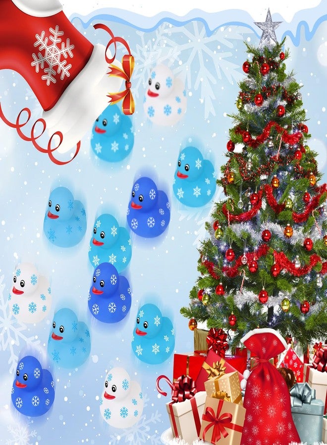 جيريفي بط مطاطي على شكل ندفة ثلجية شتوية من جيريفاي، بط مطاطي بنمط ندفة الثلج، عناصر شتوية، 4 ألوان، مجموعة كبيرة، زينة حمام سباحة، حشو أكياس هدايا حفلات أعياد الميلاد (48 قطعة) - Image 4